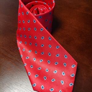 Etienne Aigner Red With Blue Paisley Print Tie